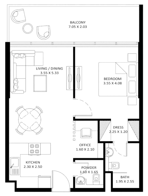 Plattegrond van 3 slaapkamers in Oceanz By Danube