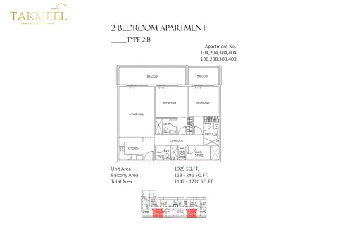 Plattegrond van 2 slaapkamers in Divine Residencia