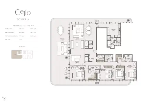 Plattegrond van 4 slaapkamers in Cello
