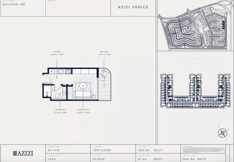 Plattegrond van Studio in Azizi Venice 10