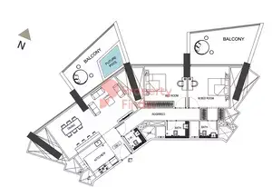 Plattegrond van 2 slaapkamers in Binghatti Phantom