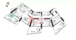 Plattegrond van 3 slaapkamers in Binghatti Phantom