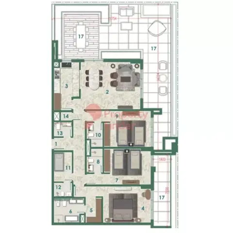 Plattegrond van 3 slaapkamers in Avenue Residence Phase 6 By Nabni