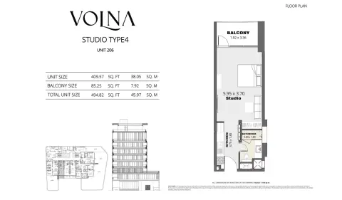 Plattegrond van Studio in Volna by Kasco