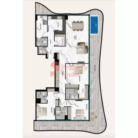 Plattegrond van 3 slaapkamers in Samana Barari Views
