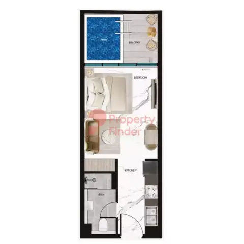 Plattegrond van Studio in Samana Barari Views