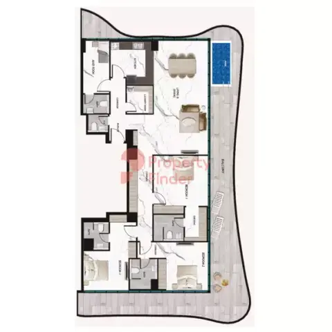Plattegrond van 3 slaapkamers in Samana Barari Views