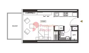 Plattegrond van Studio in Binghatti Phoenix