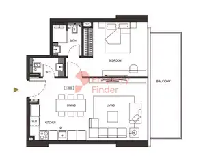 Plattegrond van 1 slaapkamer in Binghatti Phoenix