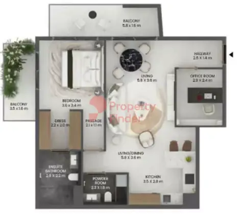Plattegrond van 1 slaapkamer in Cavendish Square