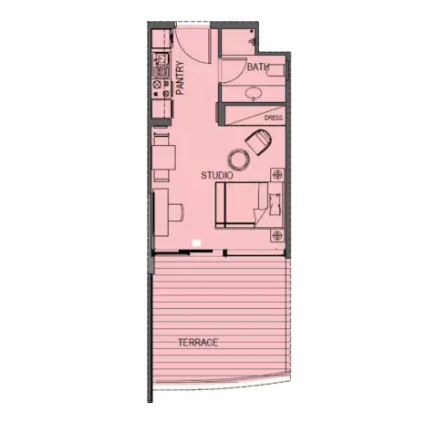 Plattegrond van Studio in Celia Heights