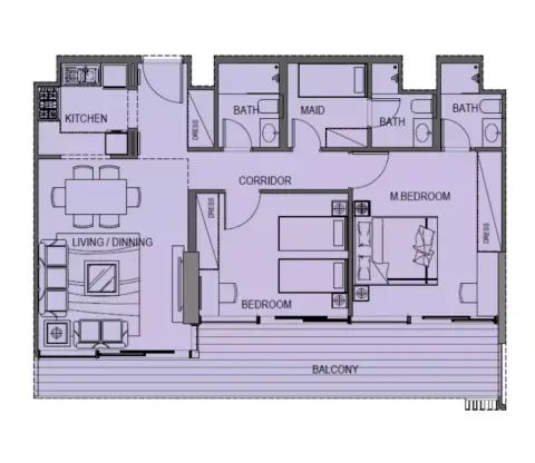 Plattegrond van 2 slaapkamers in Celia Heights