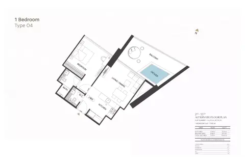 Plattegrond van 1 slaapkamer in Binghatti Royale