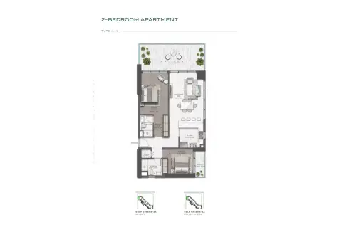 Plattegrond van 2 slaapkamers in Golf Greens