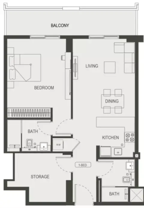 Plattegrond van 1 slaapkamer in Dawn by Binghatti