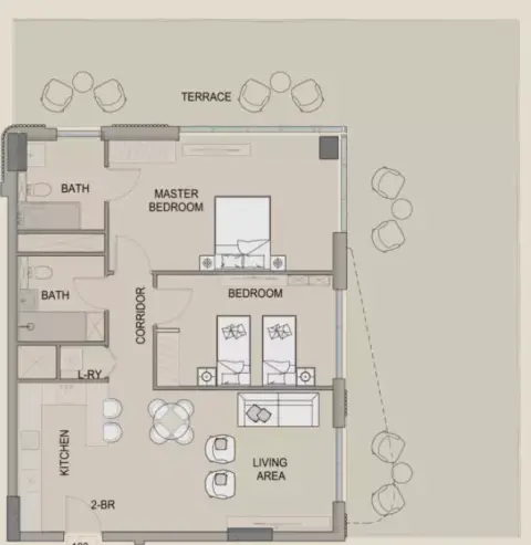 Plattegrond van 2 slaapkamers in Edgewater Residences By MGS Development
