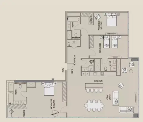 Plattegrond van 3 slaapkamers in Edgewater Residences By MGS Development