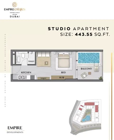 Plattegrond van Studio in Empire Estates