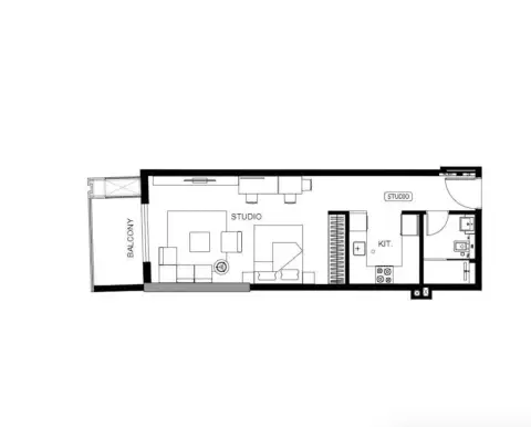 Plattegrond van Studio in Binghatti Dusk
