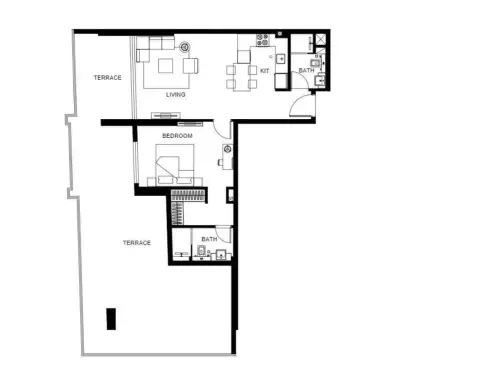 Plattegrond van 1 slaapkamer in Binghatti Dusk
