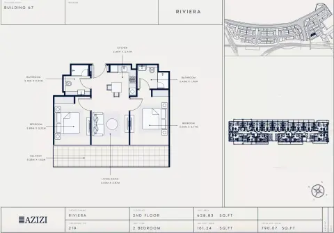 Plattegrond van 2 slaapkamers in Azizi Riviera 67