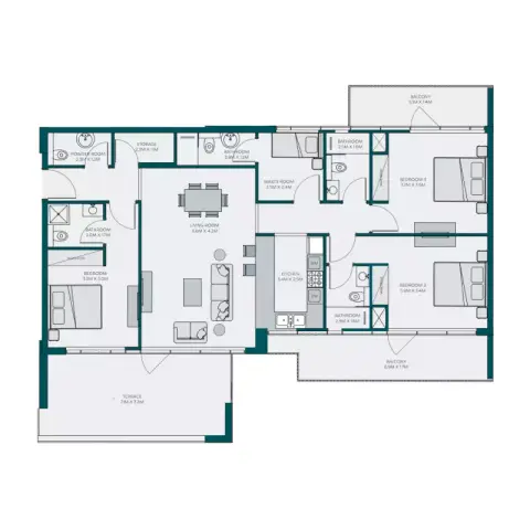Plattegrond van 3 slaapkamers in Parkwood Residence