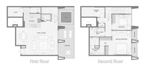 Plattegrond van 2 slaapkamers in Cubix Residences