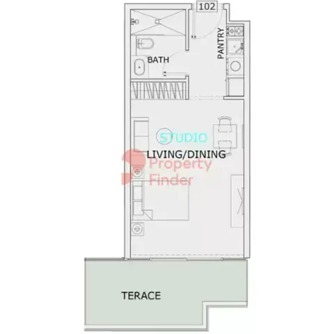 Plattegrond van Studio in Gardens Phase 2 By Iman