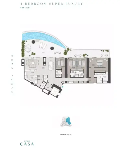 Plattegrond van 4 slaapkamers in Damac Casa