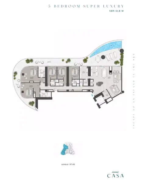Plattegrond van 5 slaapkamers in Damac Casa