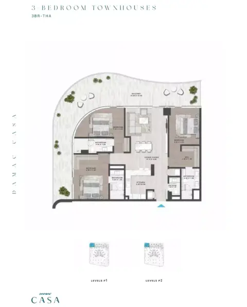 Plattegrond van 3 slaapkamers in Damac Casa