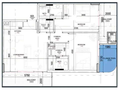 Plattegrond van 2 slaapkamers in Ashton Park