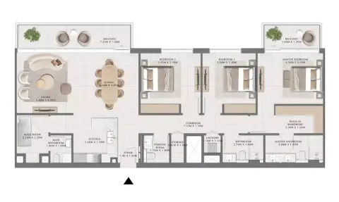 Plattegrond van 3 slaapkamers in Parkside Hills