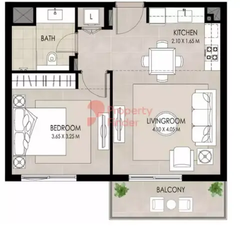 Plattegrond van 1 slaapkamer in The Mayfair