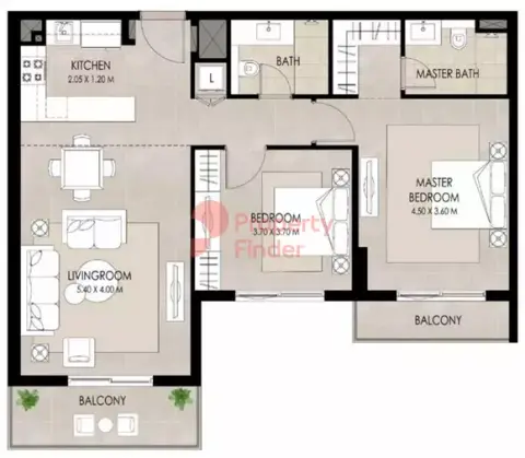Plattegrond van 2 slaapkamers in The Mayfair