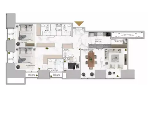 Plattegrond van 2 slaapkamers in Aeternitas