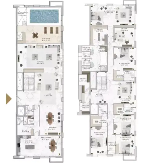 Plattegrond van 5 slaapkamers in Aeternitas