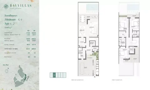 Plattegrond van 4 slaapkamers in Bay Villas Phase 3 By Nakheel