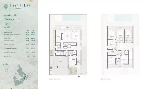 Plattegrond van 5 slaapkamers in Bay Villas Phase 3 By Nakheel