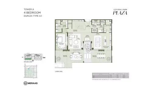 Plattegrond van 4 slaapkamers in Central Park Plaza