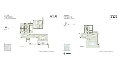 Plattegrond van 5 slaapkamers in Central Park Plaza
