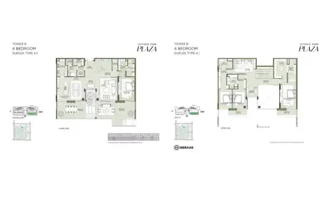 Plattegrond van 4 slaapkamers in Central Park Plaza
