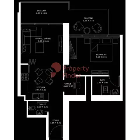 Plattegrond van 1 slaapkamer in Elitz Phase 3 By Danube