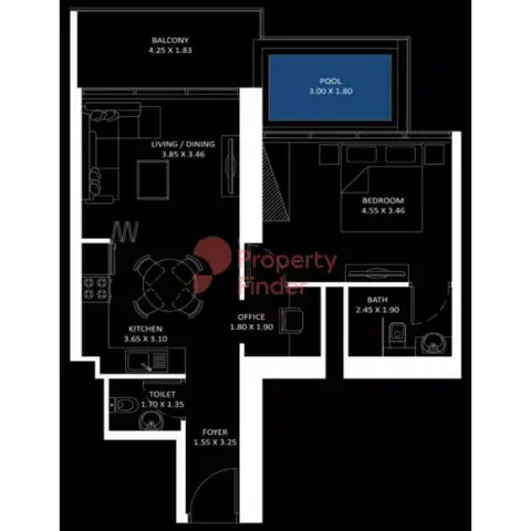 Plattegrond van 1 slaapkamer in Elitz Phase 3 By Danube