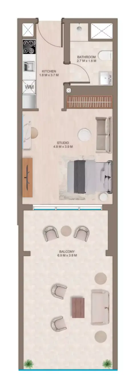 Plattegrond van Studio in The Corner