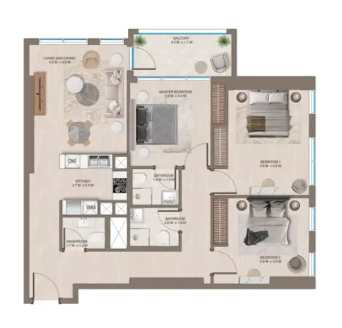 Plattegrond van 3 slaapkamers in The Corner