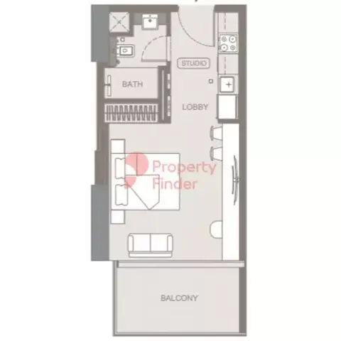 Plattegrond van Studio in Binghatti Azure