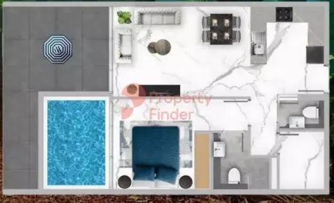 Plattegrond van 1 slaapkamer in Samana IVY Gardens