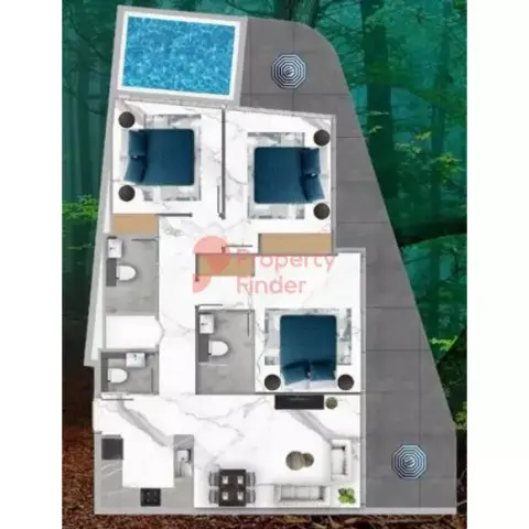 Plattegrond van 3 slaapkamers in Samana IVY Gardens