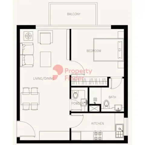 Plattegrond van 1 slaapkamer in Albero